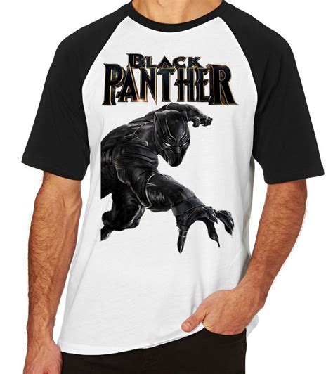 Camiseta Raglan Camisa Blusa Pantera Negra Super Herói Marve