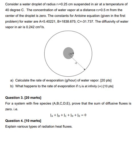 Solved Consider A Water Droplet Of Radius R Cm Chegg