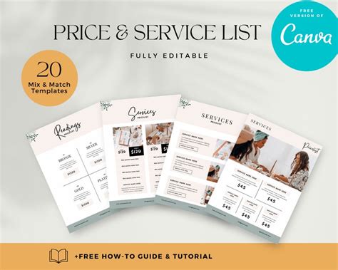 Editable Price List Template Diy Small Business Printable Pricing