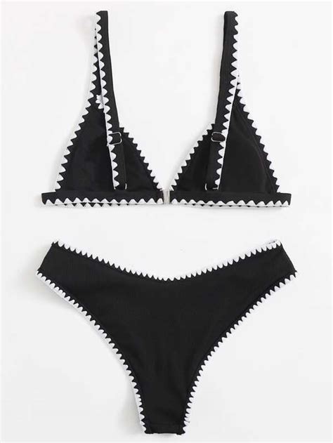 Whip Stitch Triangle Bikini Swimsuit Shein Usa