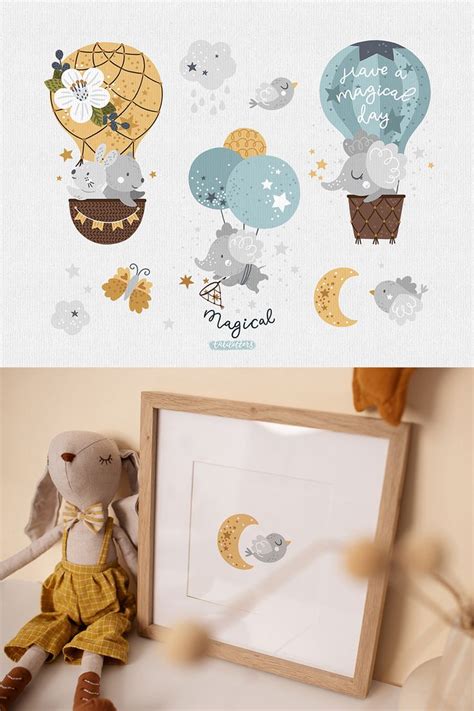 Baby Elephant Clipart Hot Air Balloon Clipart Baby Shower