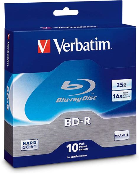 Verbatim Bd R Gb X Blu Ray Recordable Media Disc Pack Spindle