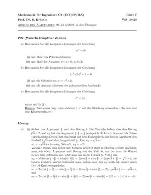 Loesung 2022 02 24 Altklausur Lösung Mathematik f ur Ingenieure C1