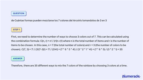 Solved De Cu Ntas Formas Pueden Mezclarse Los Colores Del Arcoiris