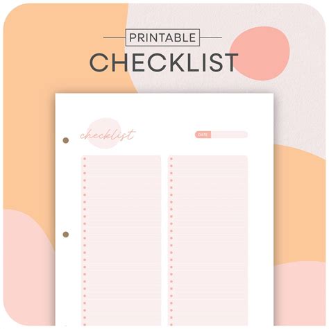 Printable Cute Blank Checklist Template, Instant Download PDF, Simple ...