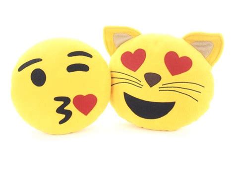 Cat Lover Emoji Pillow Valentines Emoji Pillow Yellow Emoji Pillows