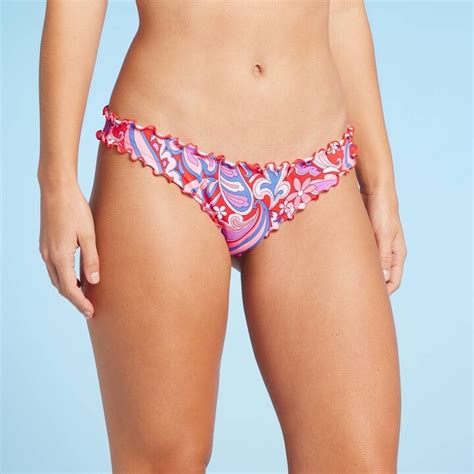 Women S High Leg Extra Cheeky Ruffle Bikini Bottom Shade Shore