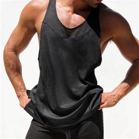 Brand Summer Mens Shirt Sexy Solid Bodybuilding Sleeveless Tops Nylon