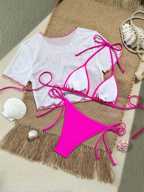 SHEIN 3pcs Women Beach Resort Casual Party Bikini Swimsuit Set SHEIN USA