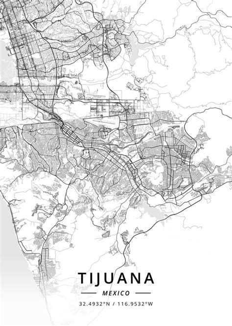 Tijuana, Mexico - Light Map Art Print by Designer Map Art | Society6 ...