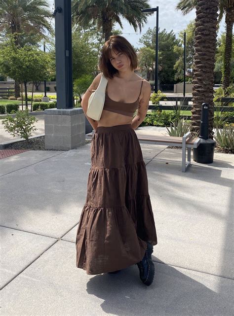 Summertime Maxi Skirt Brown Us Brown Flowy Skirt Outfit Maxi