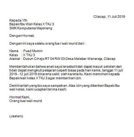 Contoh Surat Izin Masuk Kelas Karena Terlambat Delinewstv