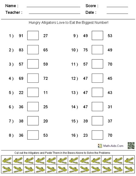 Free Math Worksheets For 1st Grade Greater Than Less Than