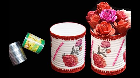 How To Make A Beautiful Desk Organizer Using Waste Tin Cans Diy Craft