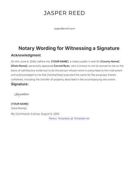 Free Notary Wording For Witnessing A Signature Template Edit Online And Download