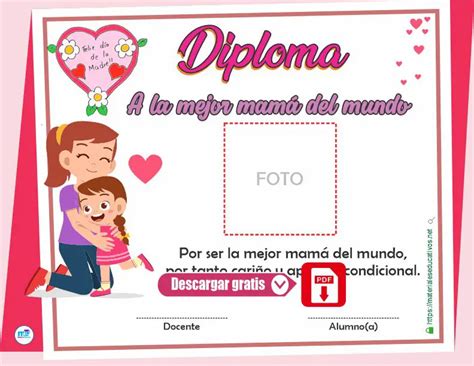 Diploma Para Mamá Día De Las Madres Modelo 3 Materiales Educativos