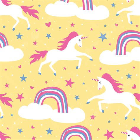 Cute Unicorn Horse Seamless Pattern With Rainbow For Children Kids Baby