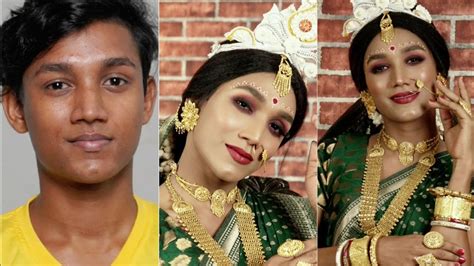 Male To Female Makeup Transformation In Saree In India Saubhaya Makeup