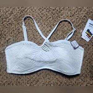 Time And Tru Swim Nwt White Bikini Top Size M Medium New Time And Tru Halter Shirt Net Bra