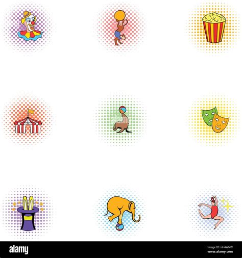 Circus Icons Set Pop Art Style Stock Vector Image Art Alamy