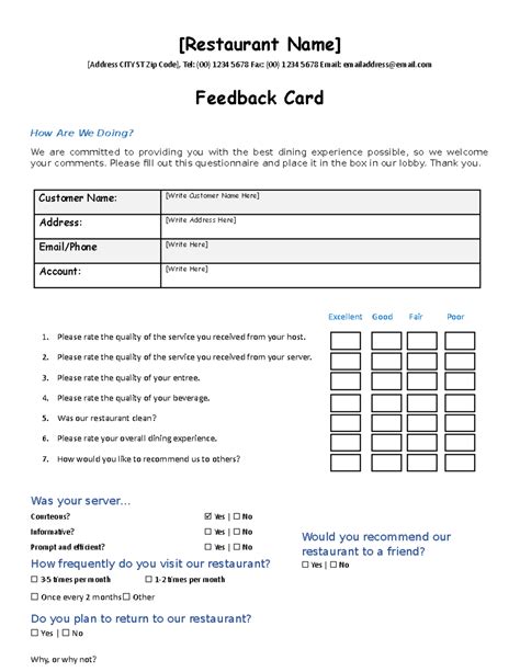 Restaurant Feedback Form 3