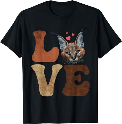 Big Floppa Caracal Cat Meme Love T Shirt