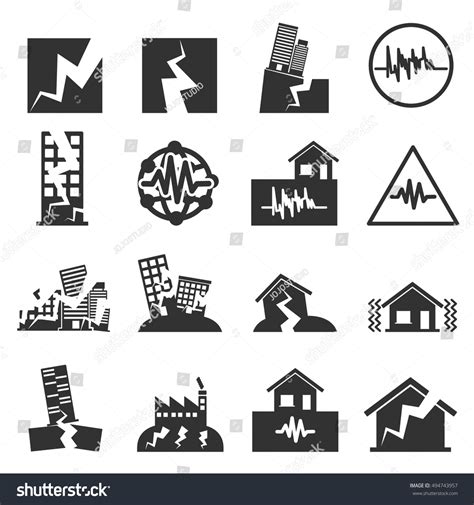 Earthquake Icon Set Stock Vector Illustration 494743957 Shutterstock