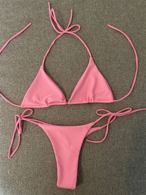 Summer Sexy Solid Mirco Bikini Sets Women Tie Side G String Thong