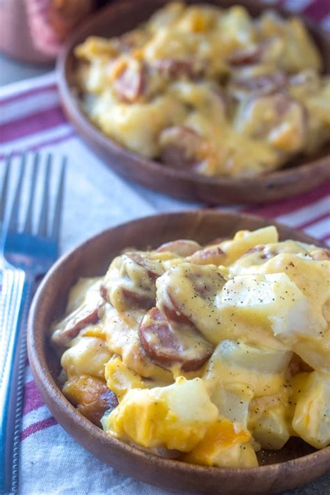 Cheesy Potato And Smoked Sausage Casserole 4 Sons R Us