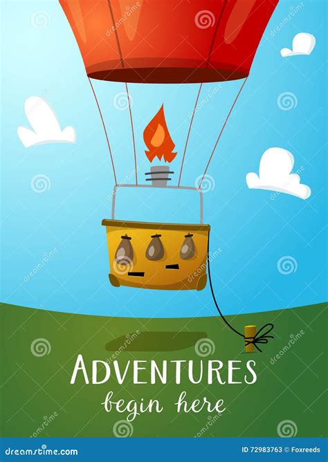 Aeronautics Hot Air Balloon Basket Stock Vector Illustration Of Poster Hotair