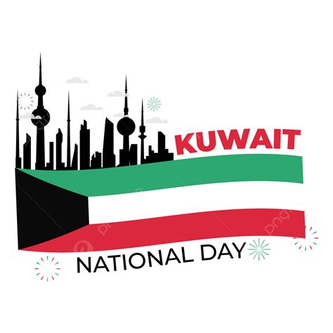 Kuwait National Day City And Flag Clipart Vector, Kuwait National Day