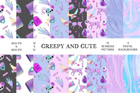 Creepy And Cute Pastel Goth Seamless Pattern Cute Halloween