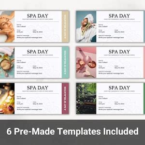 Editable Spa Day Voucher Personalized Massage Coupon Printable Gift