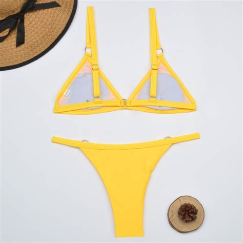 Sexy Thong Micro Bikinis Women Swimsuits Solid Push Up Swimwear Female Bikini Set Brazilian