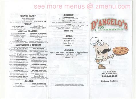 Online Menu of Dangelos Pizzeria Restaurant, Hesston, Kansas, 67062 - Zmenu