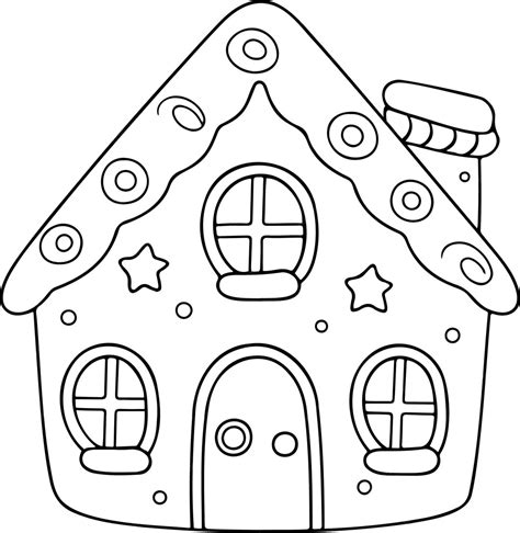 Premium Vector Gingerbread House Vector Illustration Black And White