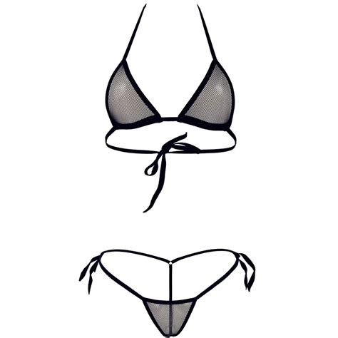 Extremetransparent Mini Micro Bikini Set Women Sexy See Through Sheer