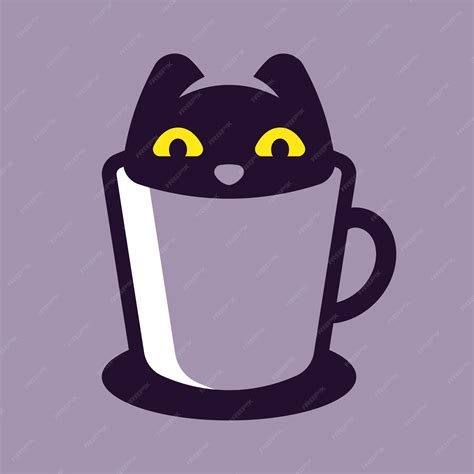 Premium Vector | Black cat in a coffee cup