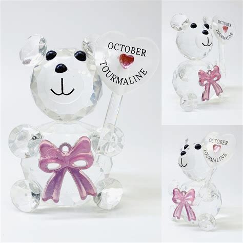 Birthday Bear 10 OCTOBER Cut Glass Crystal Gift Of Glass We