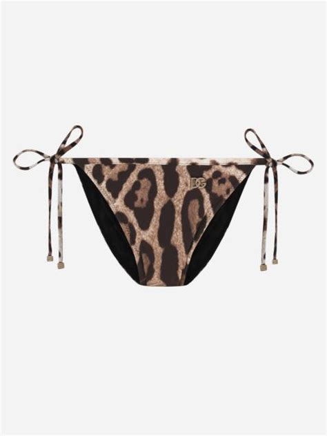 Dolce Gabbana Leopard Print String Bikini Bottoms REVERSIBLE