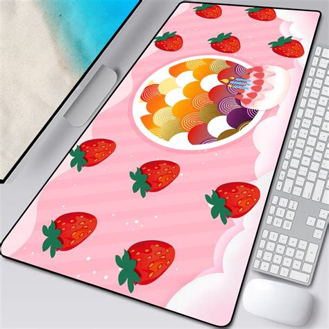 Large Strawberry Milk Pink Mousepad Gamer Cute Kawaii Gaming Mouse Pad