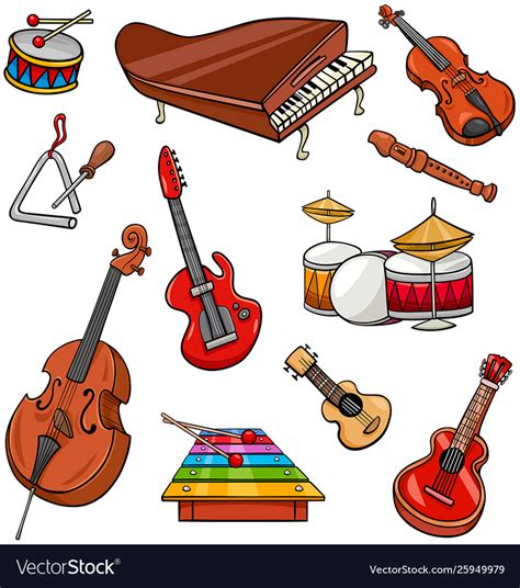 musical instruments cartoon set royalty  vector image
