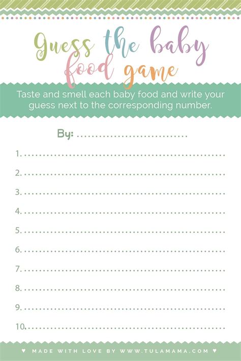 Baby Food Game Printable Free Baby Shower Games Free Printable