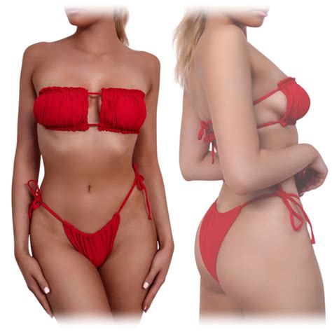 Kostium K Pielowy Dwucz Ciowy Str J Mini Bikini Stringi Tanga Modeluj Ce L Arena Pl