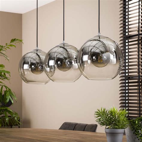 LifestyleFurn Hanglamp Bubble Shaded Met 3 Smoke Glas Bollen Bol