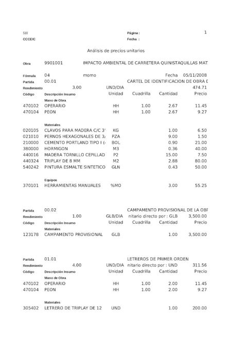 XLS COSTOS UNITARIOS EIA DOKUMEN TIPS