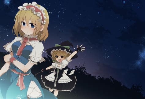 Girls Alice Margatroid Aoi Annbi Blonde Hair Blue Eyes Blush Bow Gloves Hat Kirisame Marisa
