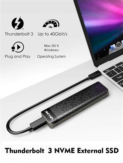 WAVLINK Thunderbolt 3 SSD Enclosure, Type-C Thunderbolt 3 NVMe PCIe M ...