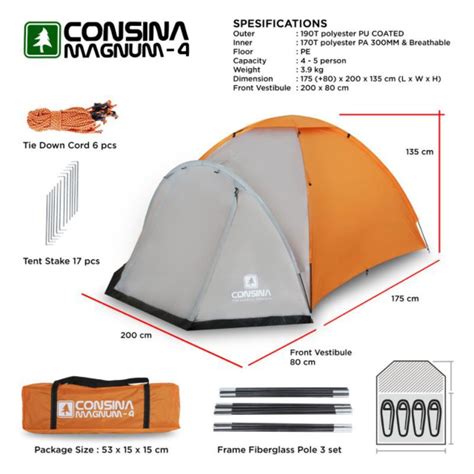 Jual Tenda Consina Magnum 4 Dome Camping 4 Orang Double Layer Shopee