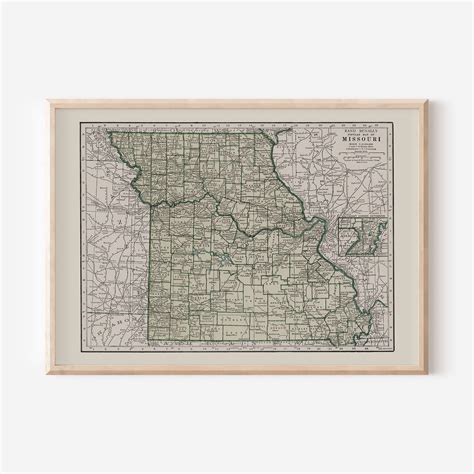 Vintage Missouri Map Vintage Map Of Missouri Wall Art Etsy